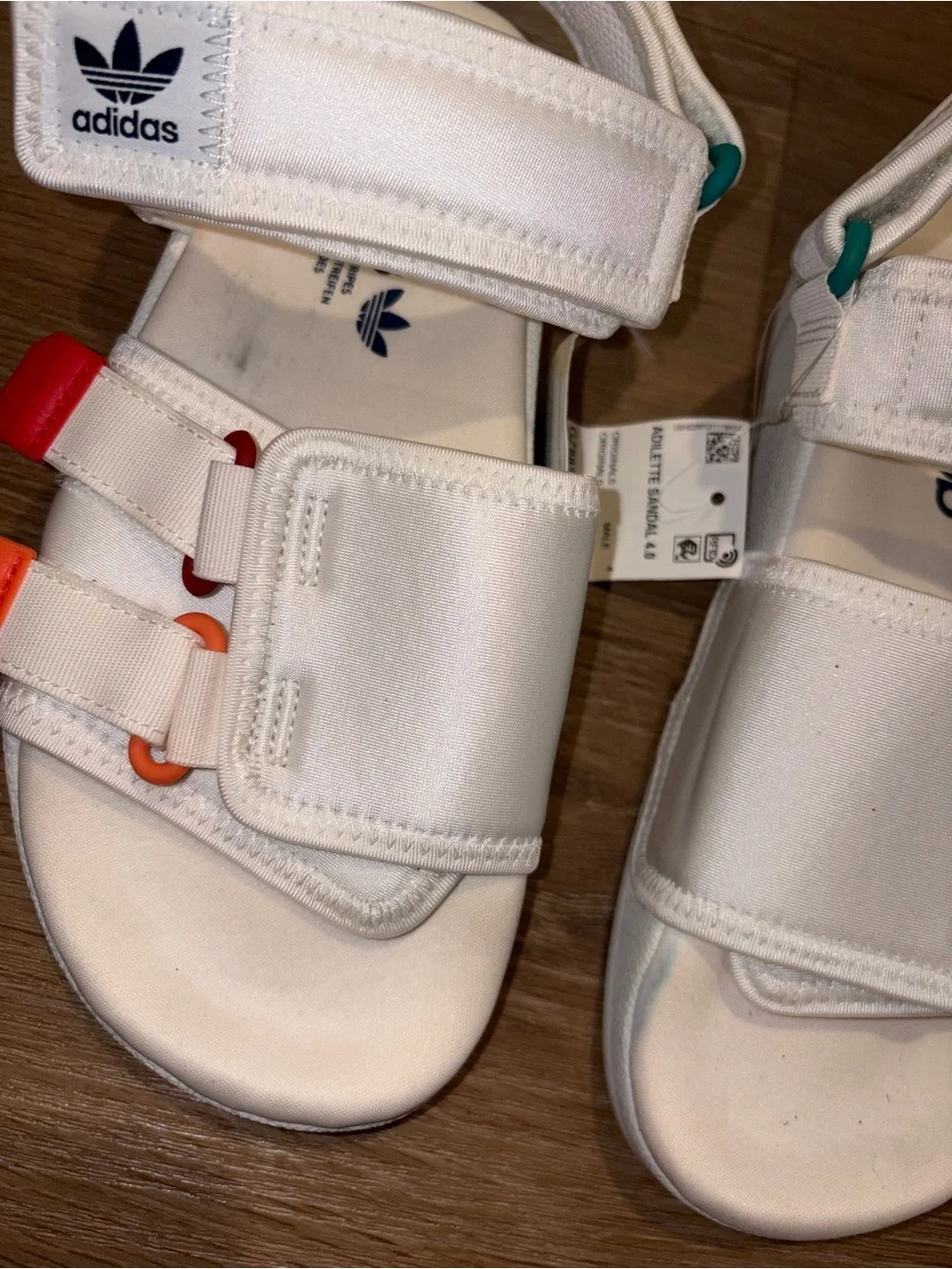Adidas Adilette Sandal 4.0 White Multicolor Straps Men’s 4 Wmns 5.5 New Defects